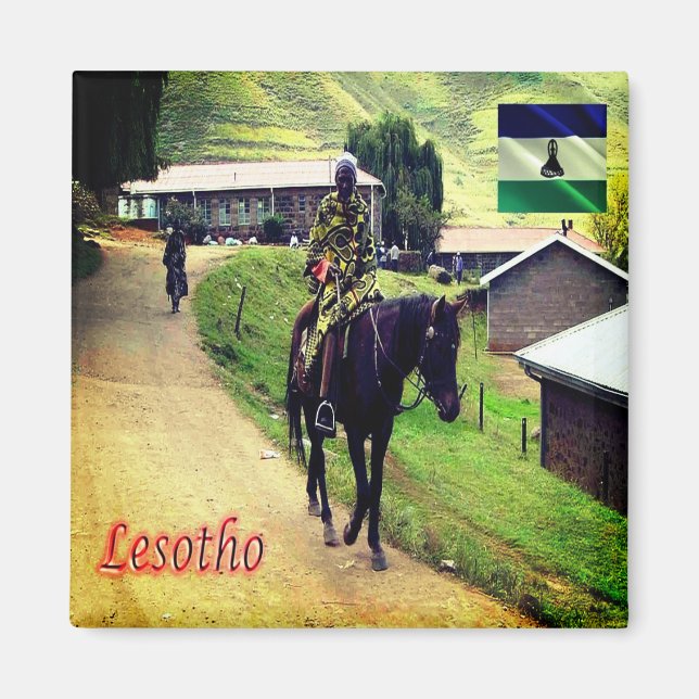 zLS003 LESOTHO, Basotho Blanket, Afrika, Kühlschra Magnet (Vorne)