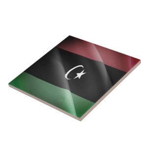 zLY002 LIBYA, Waving Flag Libanese, Afrika, Fliese