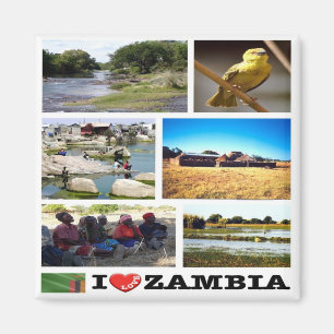 ZM010 ZAMBIA I Liebe, Mosaik, Afrika, Kühlschrank Magnet