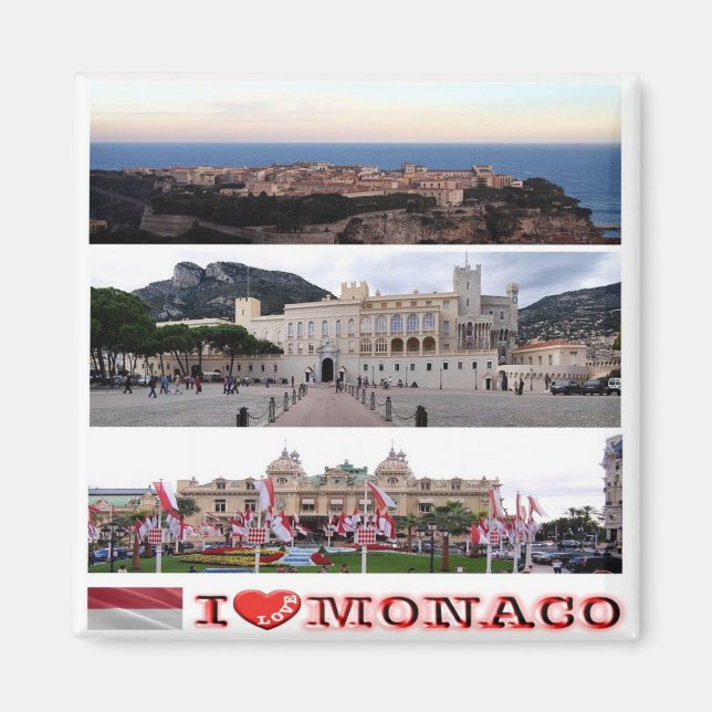 zMC034 MONACO Collage "I Liebe", Kühlschrank Magnet (Vorne)