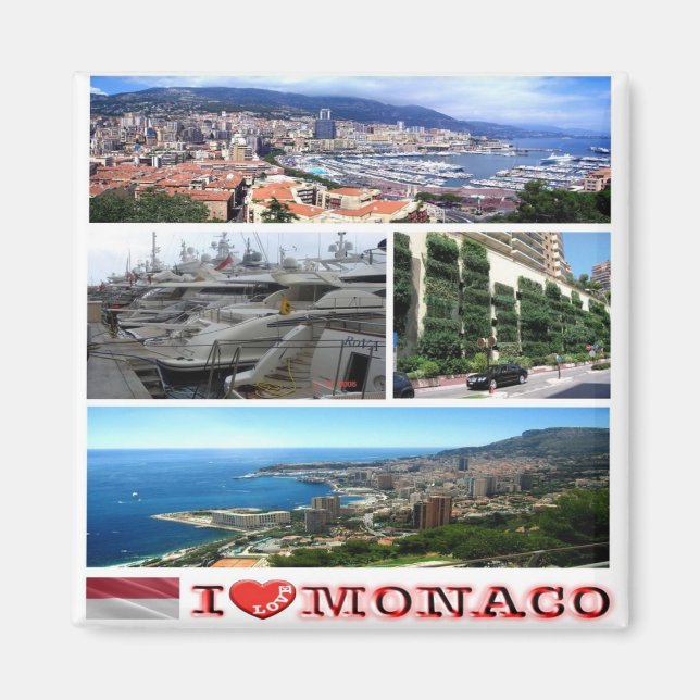 zMC035 MONACO Collage "I Liebe", Kühlschrank Magnet (Vorne)