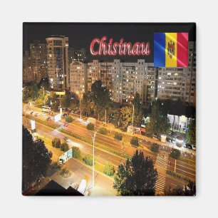 zMD009 CHISINAU Town by Night, Moldau, Kühlschrank Magnet