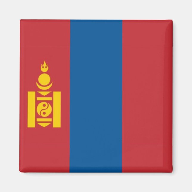 zMN001 Mongolische FLAG Mongolei, Kühlschrank Magnet (Vorne)