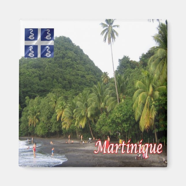 zMQ009 MARTINIQUE, Anse Céron, Black Sand Beach Magnet (Vorne)
