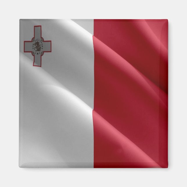 zMT002 MALTESE waving FLAG Malta, Kühlschrank Magnet (Vorne)