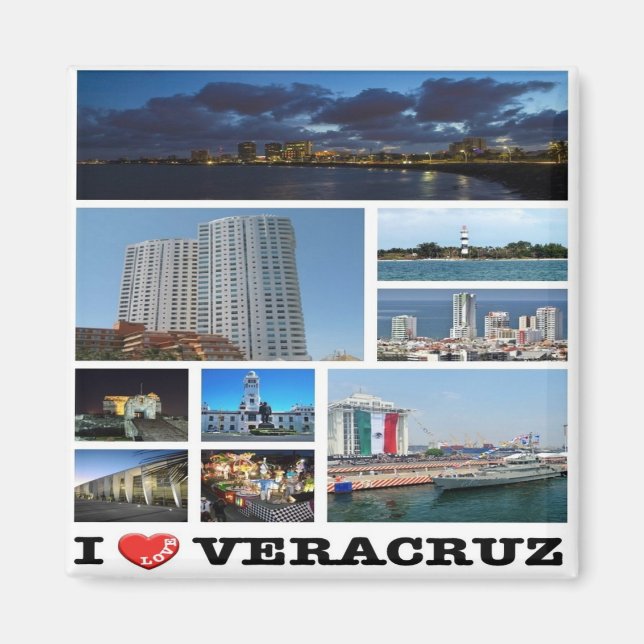 zMX021 VERACRUZ I Liebe, Mosaik, Mexiko, Kühlschra Magnet (Vorne)