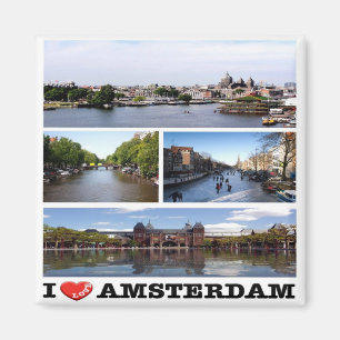zNL014 AMSTERDAM "I Liebe", Collage, Kühlschrank Magnet