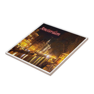 zNL018 AMSTERDAM Landschaftsnacht, Holland, Fliese