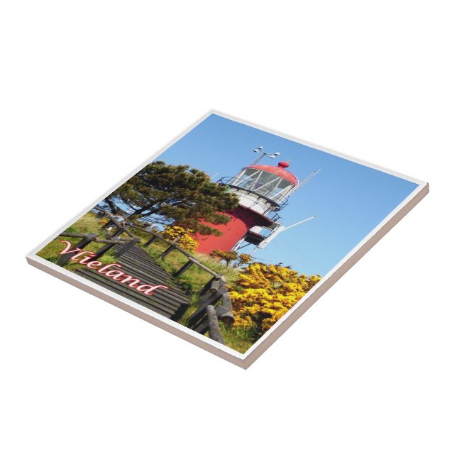 zNL021 VLIELAND Leuchtturm, niederländische Friese Fliese (Seite)