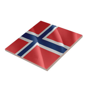 zNO002 NORWEGISCHE WELLENFLAG, Norwegen, Fliese