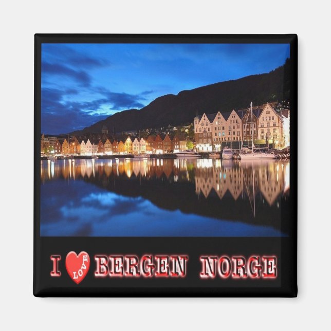 zNO021 BERGEN, Norwegen "I Liebe", Kühlschrank Magnet (Vorne)