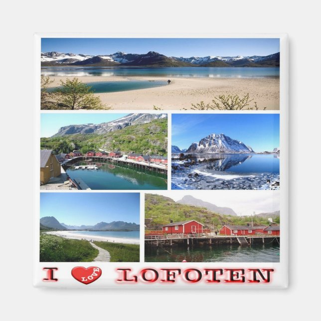 zNO037 LOFOTEN "I Liebe", Norwegen, Europa, Kühlsc Magnet (Vorne)
