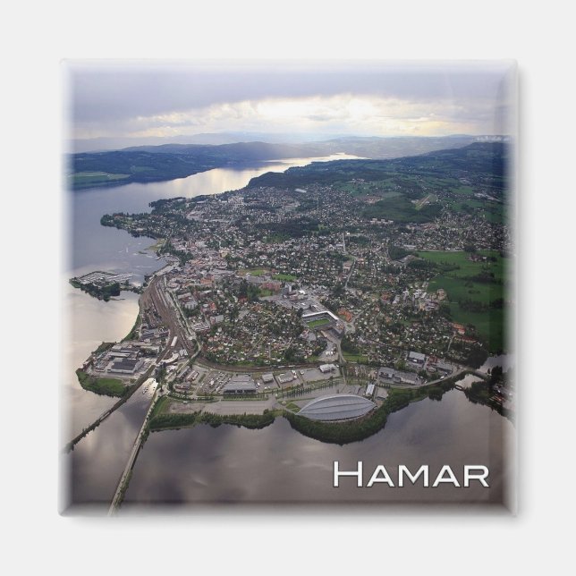 zNO052 HAMAR Panorama, Norwegen, Europa, Kühlschra Magnet (Vorne)