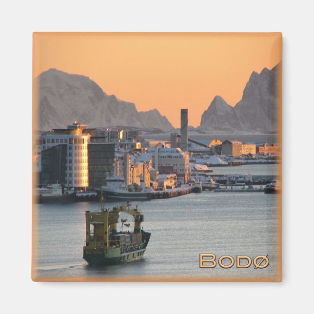 zNO077 BODØ Marina, Norwegen, Europa, Kühlschrank Magnet (Vorne)