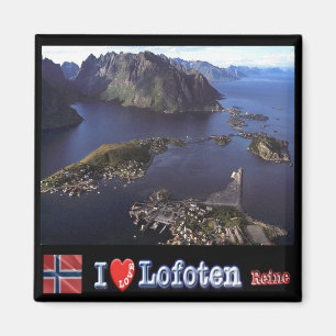 zNO132 REINE "I Liebe", Lofoten, Norwegen, Kühlsch Magnet
