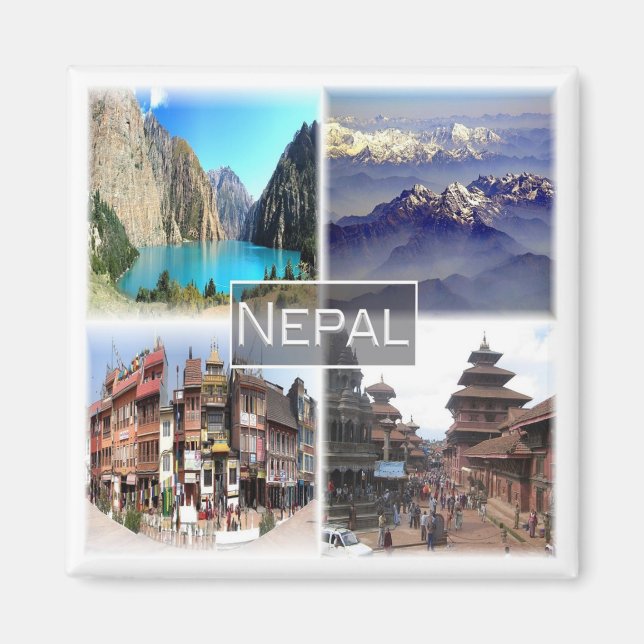 ZNP009 NEPAL Collage, Asien, Kühlschrank Magnet (Vorne)