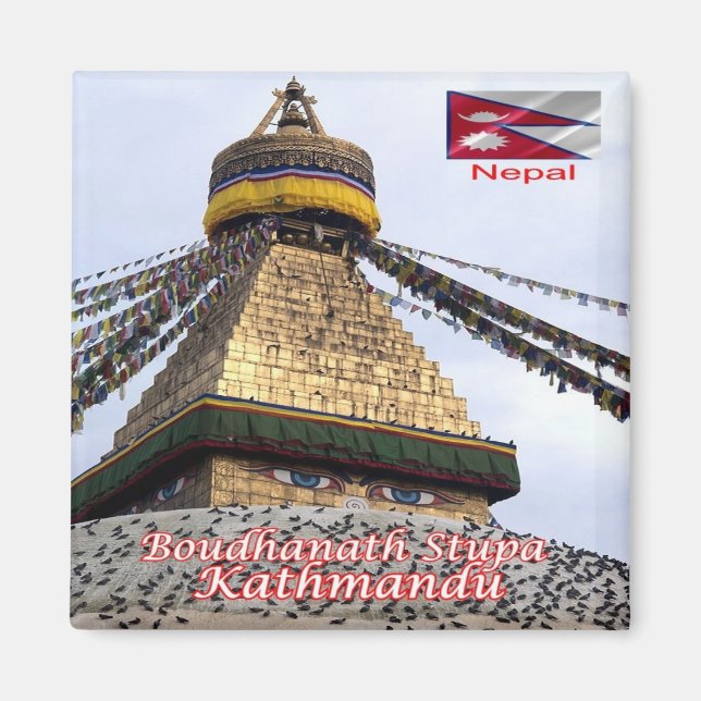 zNP014 BOUDHANATH STUPA, Kathmandu, Nepal, Kühlsch Magnet (Vorne)