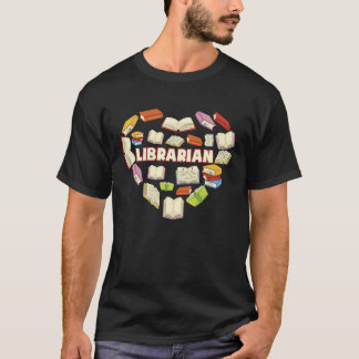 ZNq4 Heart Librarian Book Back To School T-Shirt