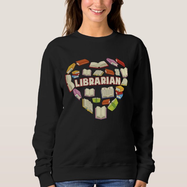 ZNq4 Herz Bibliothekar Buch   Zurück zur Schule Sweatshirt (Vorderseite)