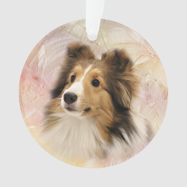 Zobel Sheltie stellen gegenüber Ornament (Vorderseite)