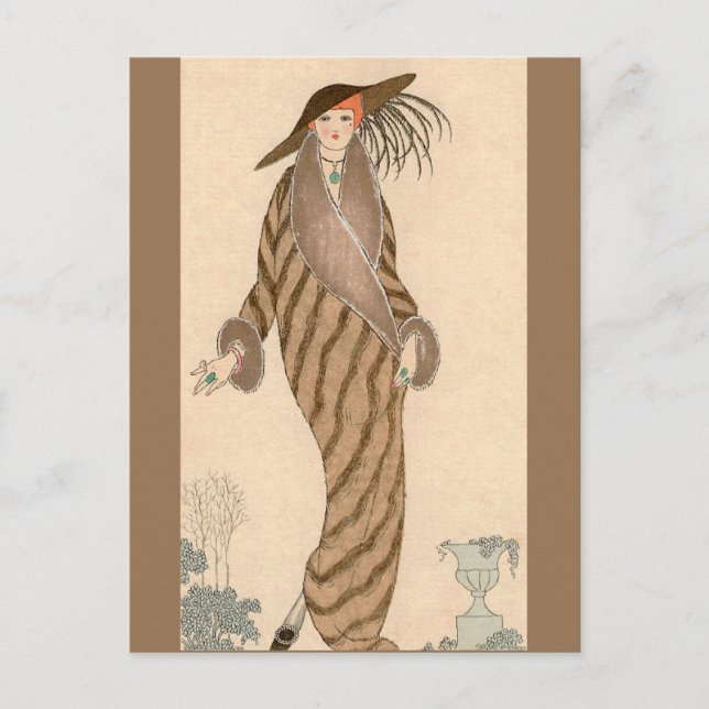 Zobelpelzmantel George Barbier Postkarte (Vorderseite)