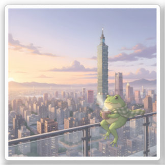 Zochi the Traveling Frog at Taipei 101 Tea Time Aufkleber
