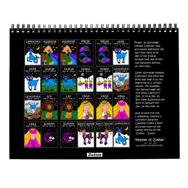 ZODIAC 12 MONATLICHE KALENDER (Rückseite)