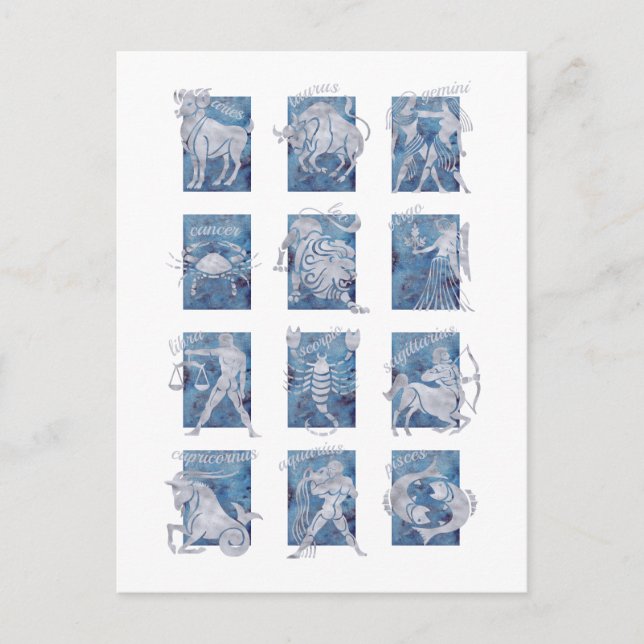 Zodiac 12 Sterne Zeichen Postkarte (Vorderseite)