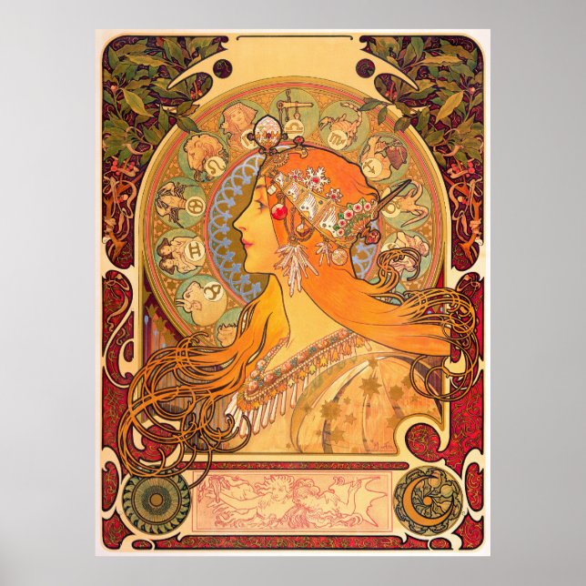 Zodiac, 1896 von Alphonse Mucha Poster (Vorne)