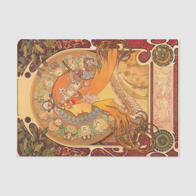 Zodiac, 1896 von Alphonse Mucha Seidenpapier (Vorderseite)