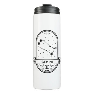 ZODIAC ABZEICHEN CONSTELLATION GEMINI STROKE THERMOSBECHER