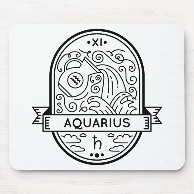ZODIAC ABZEICHEN SYMBOL AQUARIUS STROKE MOUSEPAD (Vorne)