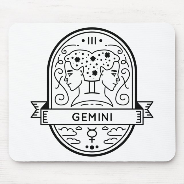 ZODIAC ABZEICHEN SYMBOL GEMINI STROCK MOUSEPAD (Vorne)