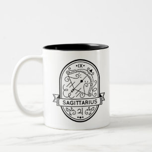 ZODIAC ABZEICHEN SYMBOL SAGITTARIUS STROKE ZWEIFARBIGE TASSE