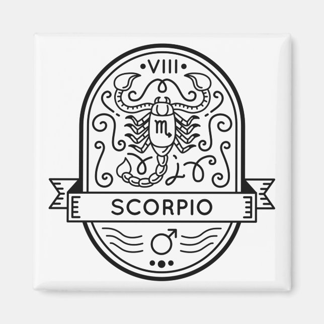 ZODIAC ABZEICHEN SYMBOL SCORPIO STROKE MAGNET (Vorne)
