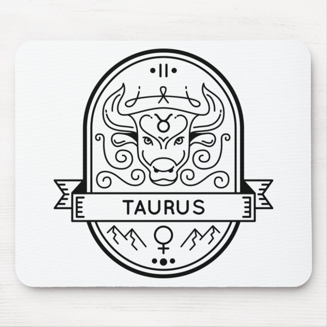 ZODIAC ABZEICHEN SYMBOL TAURUS STROKE MOUSEPAD (Vorne)