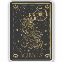Zodiac Aquarius Astrologie Schwarz & Gold Sticker
