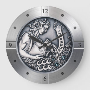 Zodiac ~ Aquarius ~ Celestial ~ Western Astrologie Große Wanduhr