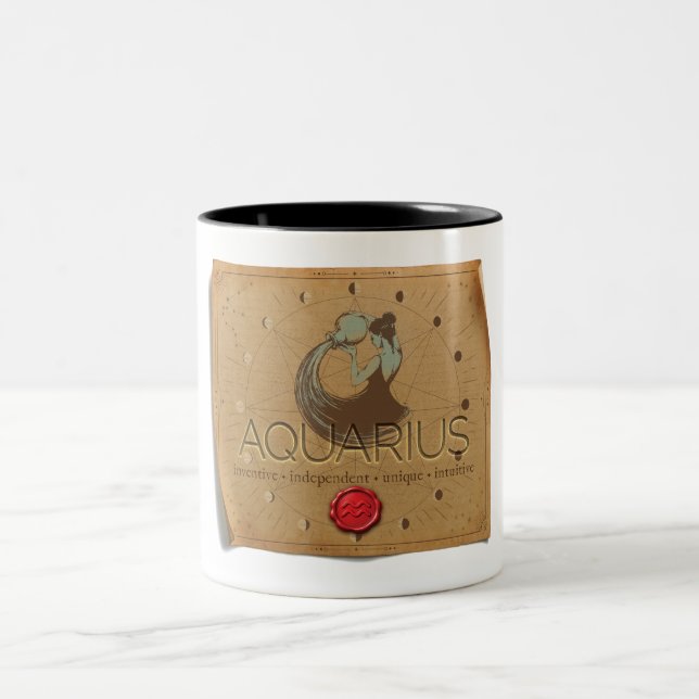 Zodiac - Aquarius - Coffee Mug Zweifarbige Tasse (Mittel)
