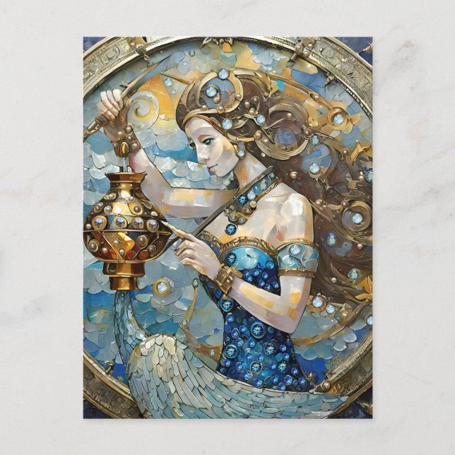 Zodiac - Aquarius Der Wasserträger Postkarte (Vorderseite)
