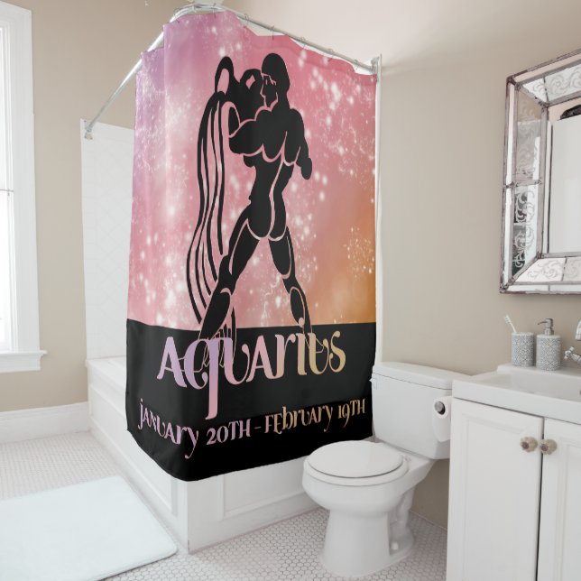 Zodiac: Aquarius Pink Space Design Duschvorhang (Beispiel)
