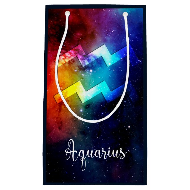 Zodiac: Aquarius Space Rainbow Kleine Geschenktüte (Vorderseite)