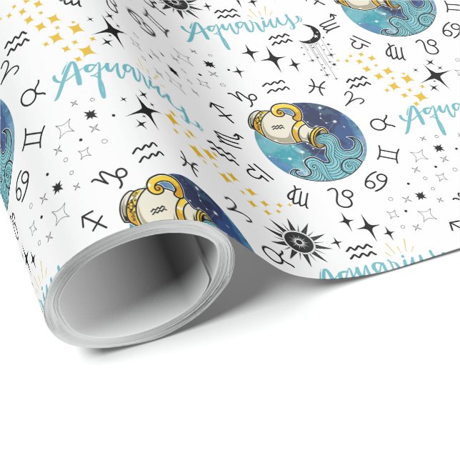 Zodiac Aquarius Wrapping Paper Geschenkpapier (Rolleneckpunkt)