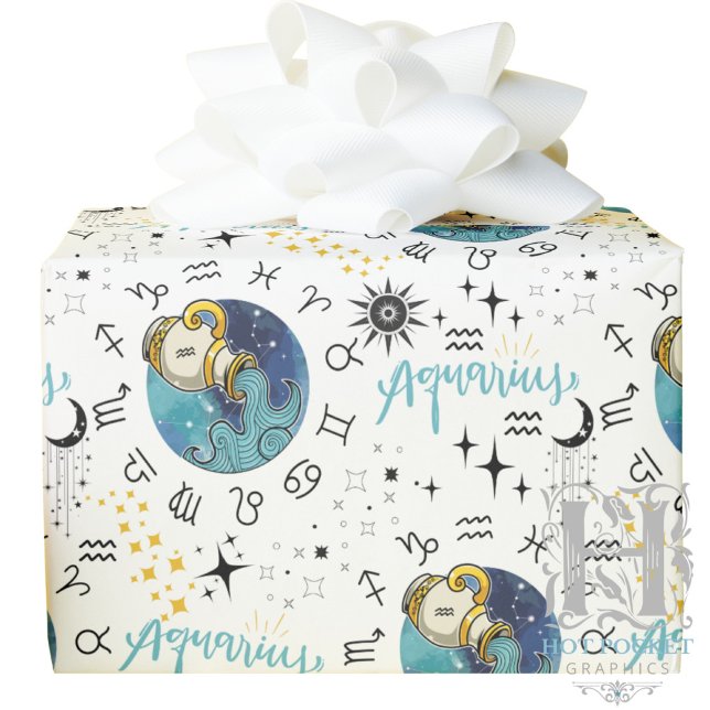 Zodiac Aquarius Wrapping Paper Geschenkpapier (Von Creator hochgeladen)