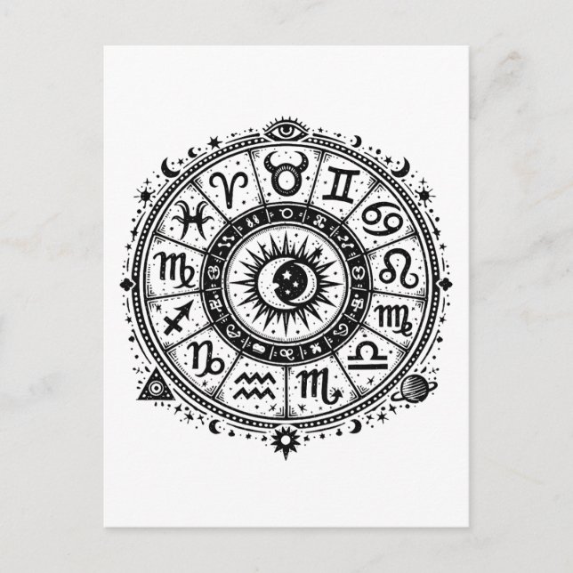 Zodiac Arcana — Die zwölf Zeichen von BurnsInHell Postkarte (Vorderseite)