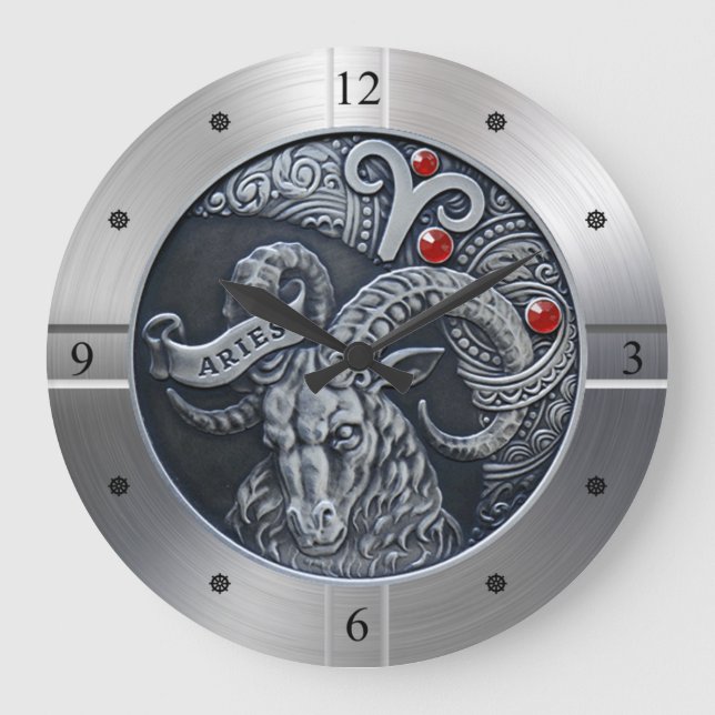 Zodiac ~ Aries ~ Celestial ~ Western Astrologie ~ Große Wanduhr (Vorderseite)