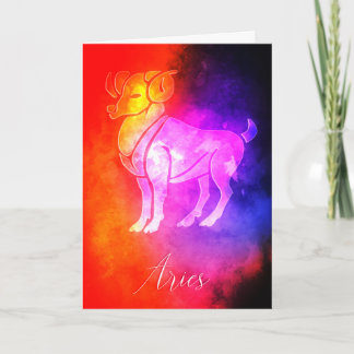 Zodiac : Aries Colorful Candy Colors Birthday Card Karte