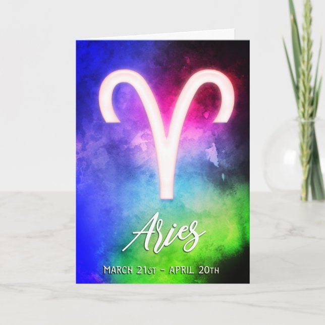 Zodiac: Aries Dates Birthday Card Karte (Vorderseite)