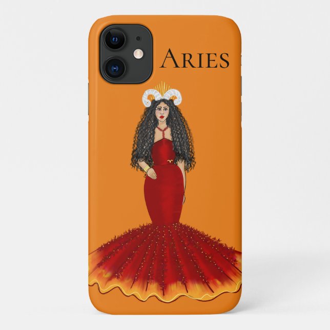 Zodiac Aries Goddess Custom Orange Case-Mate iPhone Hülle (Rückseite)