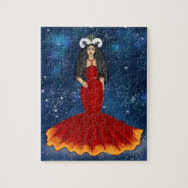 Zodiac aries Goddess in Blue Celestis Puzzle